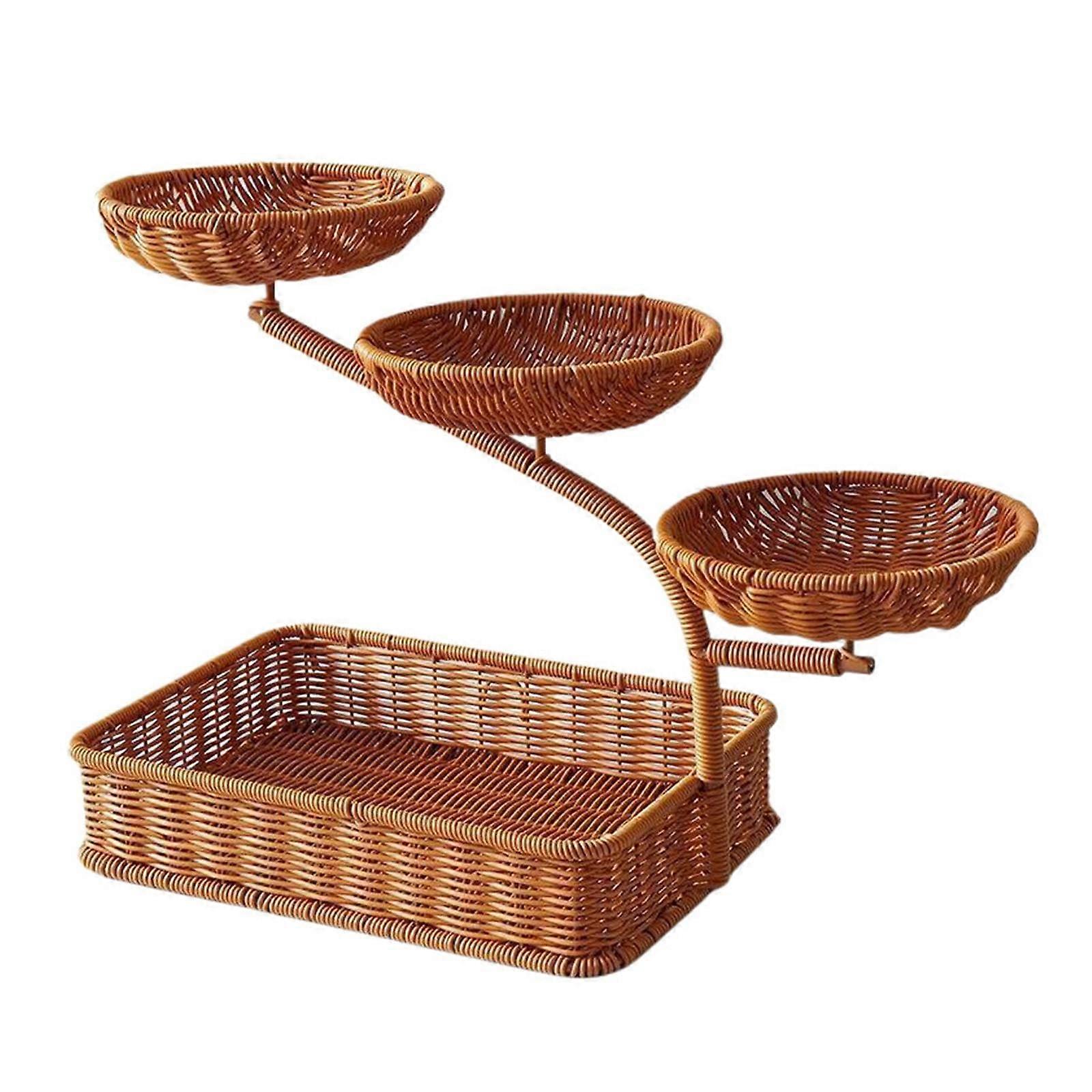 Fruit Basket Serving Tray with Hollow Ventilation Design for Kitchen Counter and Snack Storage, Style B