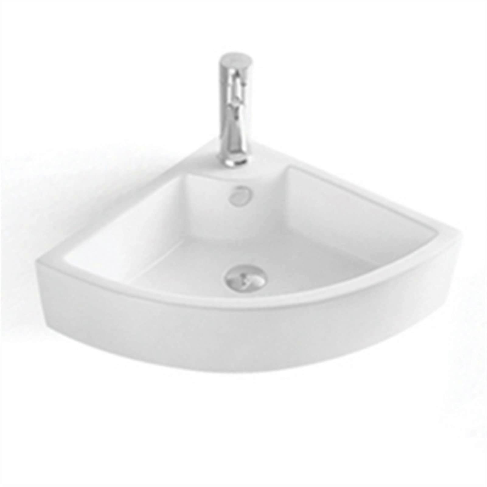 Wall Mount Bathroom Sink Small Corner Triangle Porcelain Vanity Compact Ceramic SpaceSaving Design
