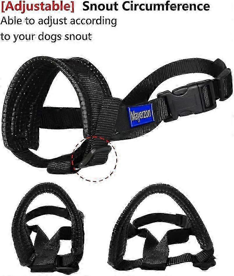 Nylon Soft Dog Muzzle, Anti-bit, Anti-bark, Anti-chew, Adjustable Ring (xl, Black)