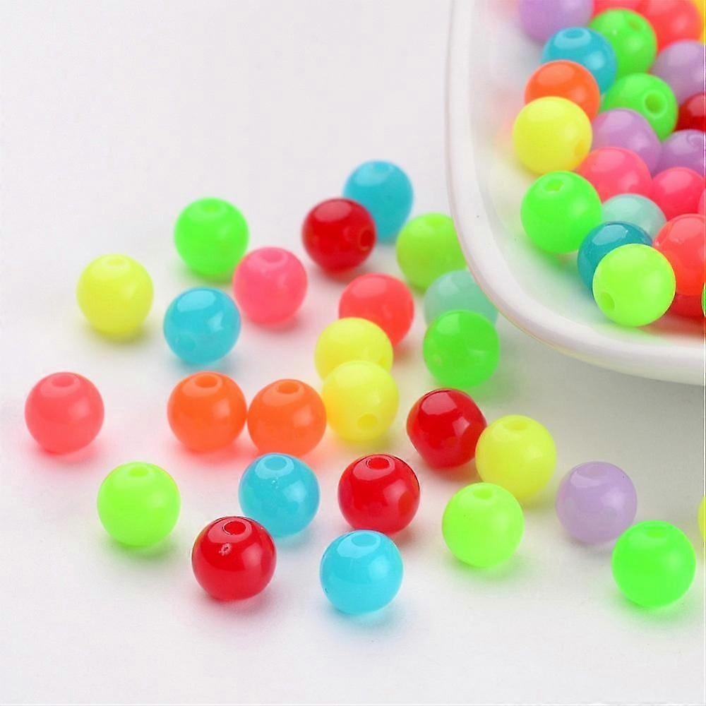 Fluorescent Acrylic Beads Round Mixed color 6mm Hole: 1.5mm