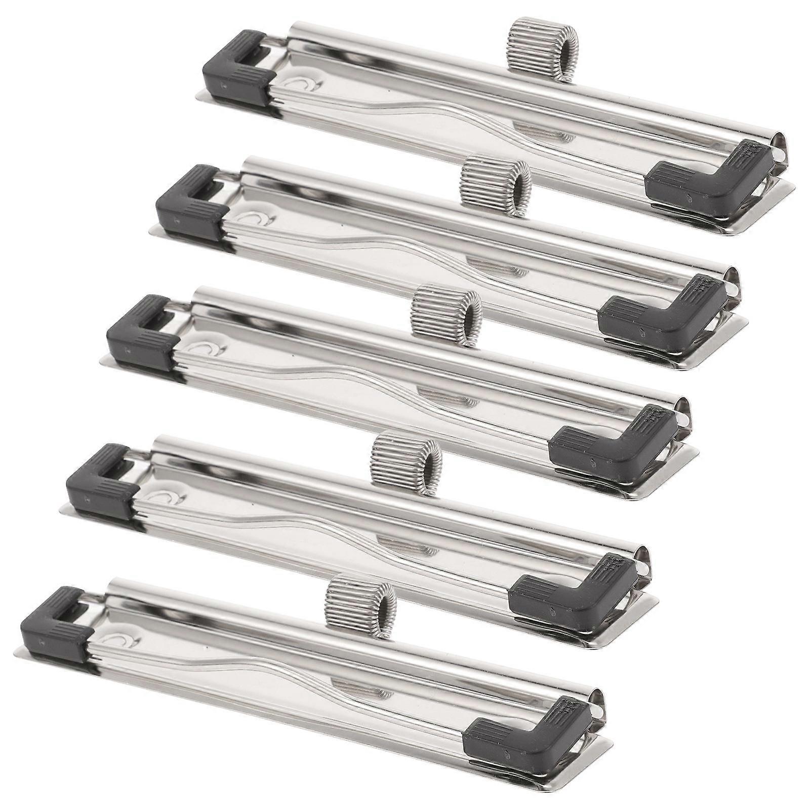 Silver Mountable Clipboard Clips Metal Clip Boards for Work 5Pcs