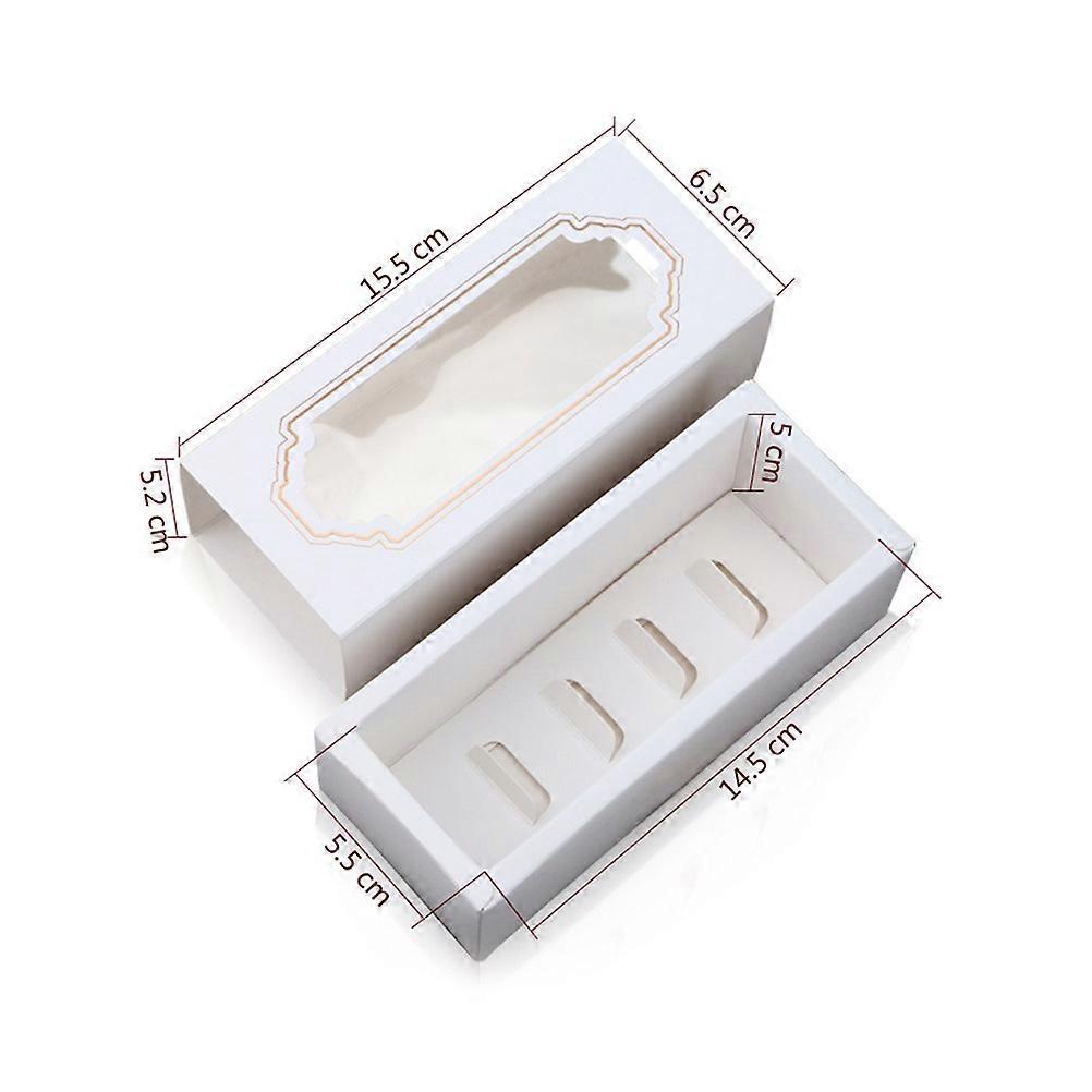 Macaron Box Paper 5-Cavity for Storage Use 20Pcs White Dessert Containers