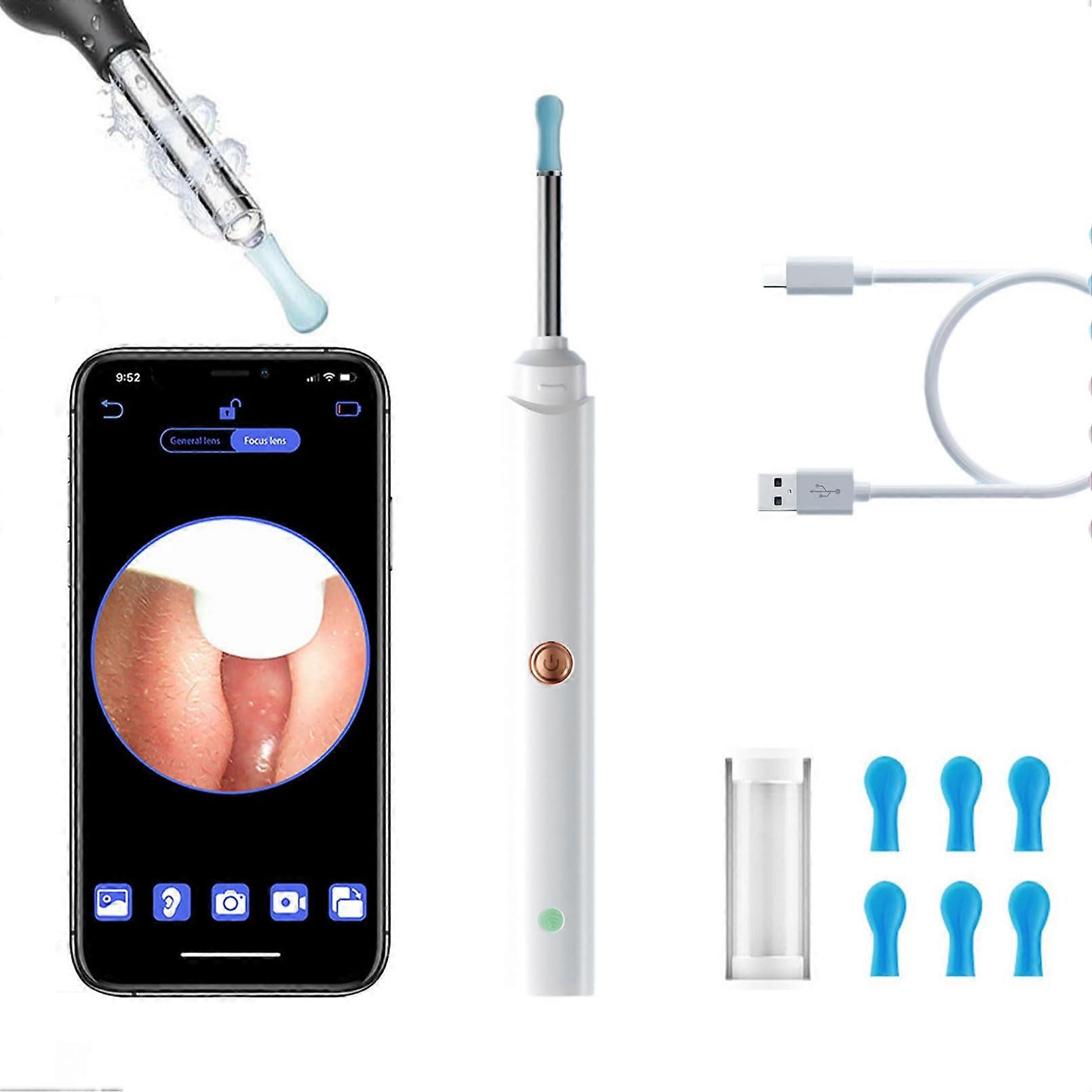 Ear Wax Removal Camera with 1080P HD, Wireless Ear Cleaner Kit for iOS and Android White