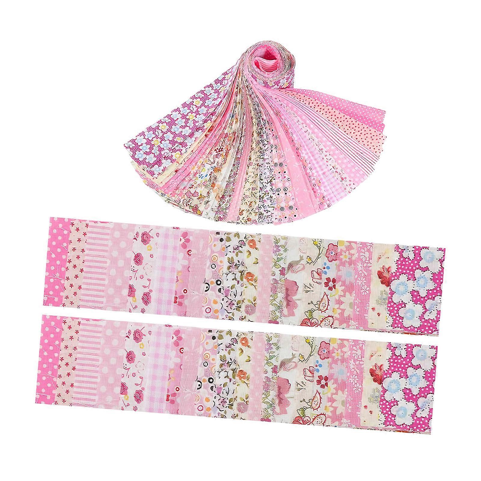 Lot de 40 magnifiques bandes de coton à motifs floraux assortis pour patchwork, idéales pour les passionnés de loisirs créatifs (rose).