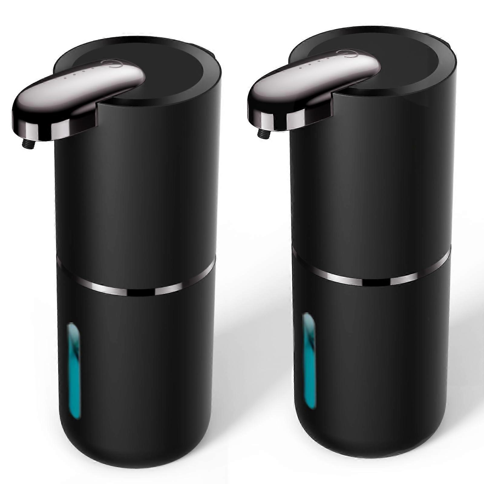 2 Pack Wall Mounted Automatic Soap Dispenser with Touchless Sensor, USBC Rechargeable, IPX5 Waterproof, 4Level Foam, LeakProof, Black