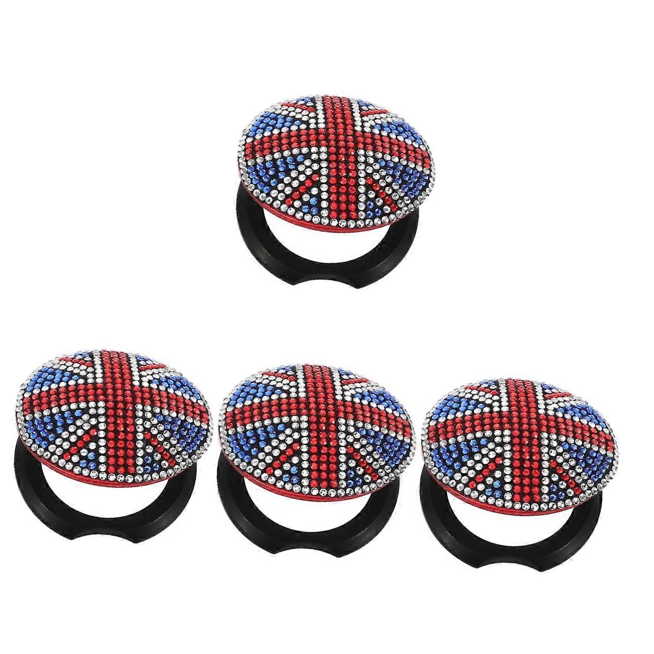 4pcs Silver Car Engine Start Stop Button Cover with Accidental Touch Protection and Stylish Interior Design