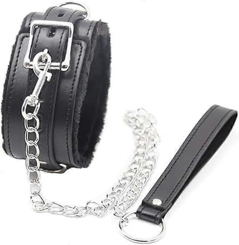 Black Leather Adjustable Collar with Soft Touch Luxury Design for Couples and Gift Use