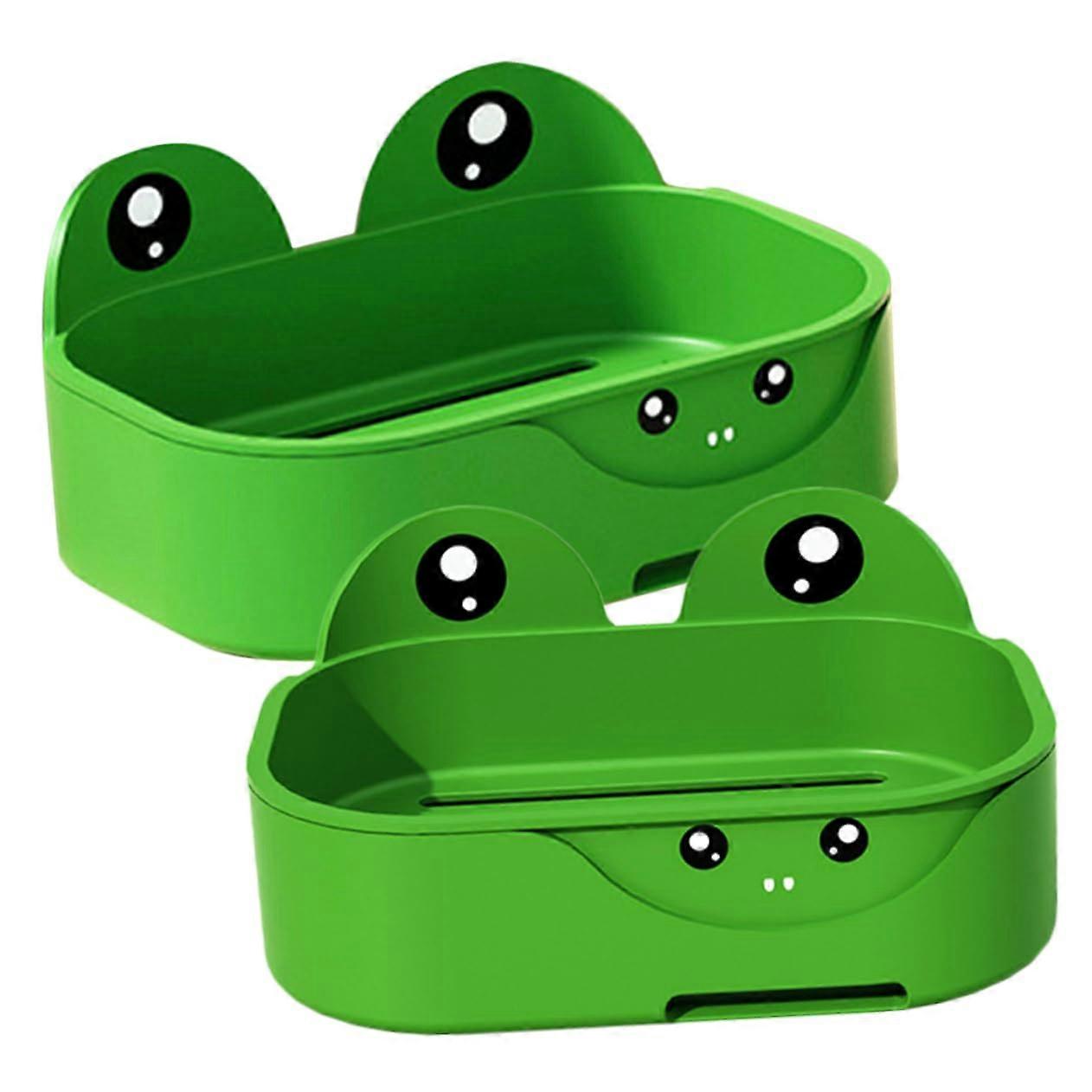 2pcs Frog Soap Holder Wall Mounted Self Draining Adhesive No Punch Bathroom Kitchen Organizer