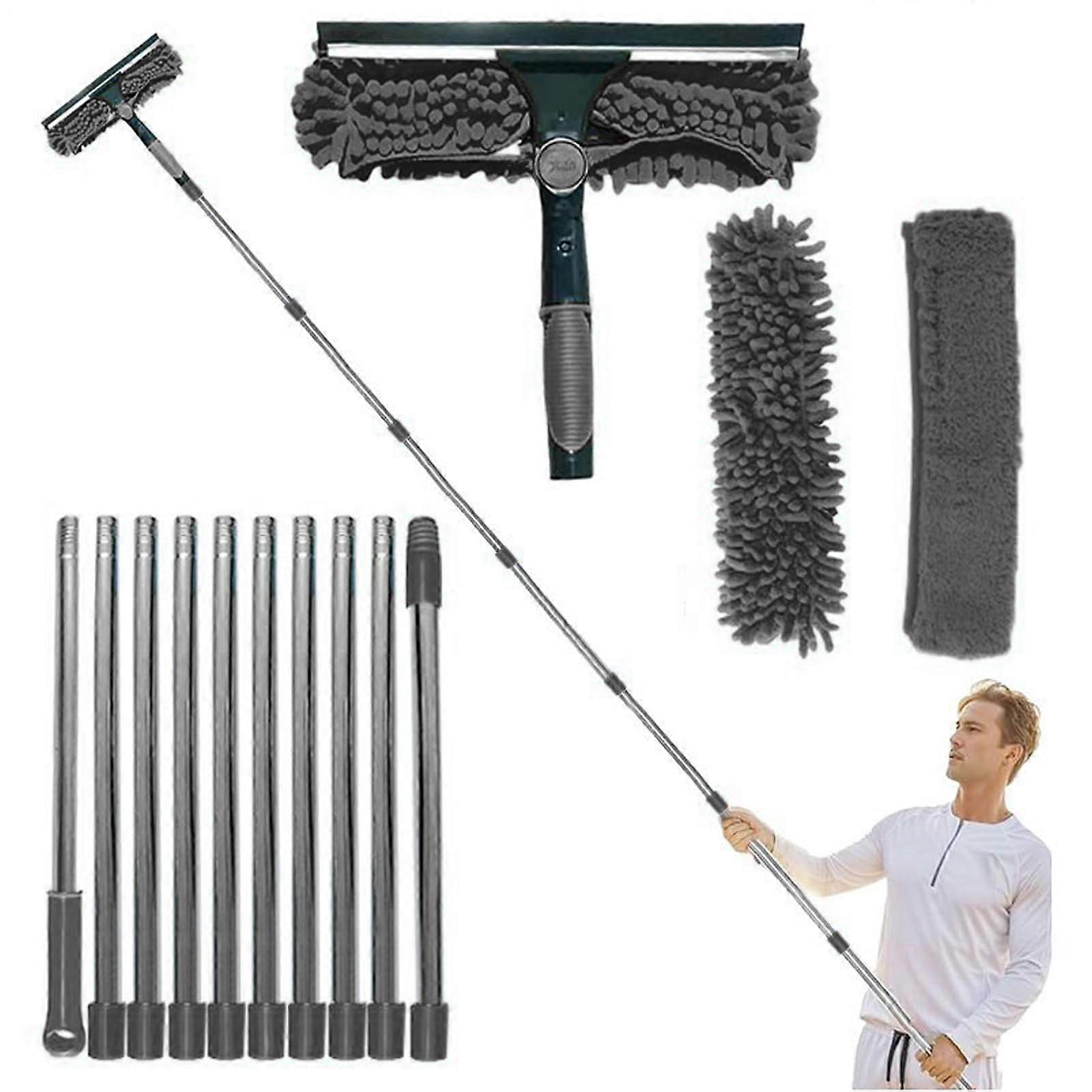 Telescopic Duster with Long Handle, Extendable Microfiber Head for  Ceilings and Cobweb Cleaning