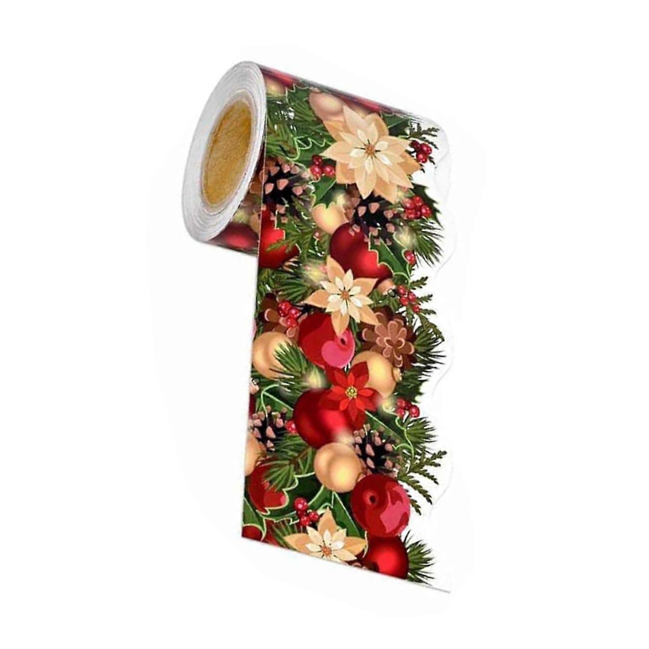 Christmas Border Stickers Roll with Festive Designs, SelfAdhesive Classroom Decorations Trim