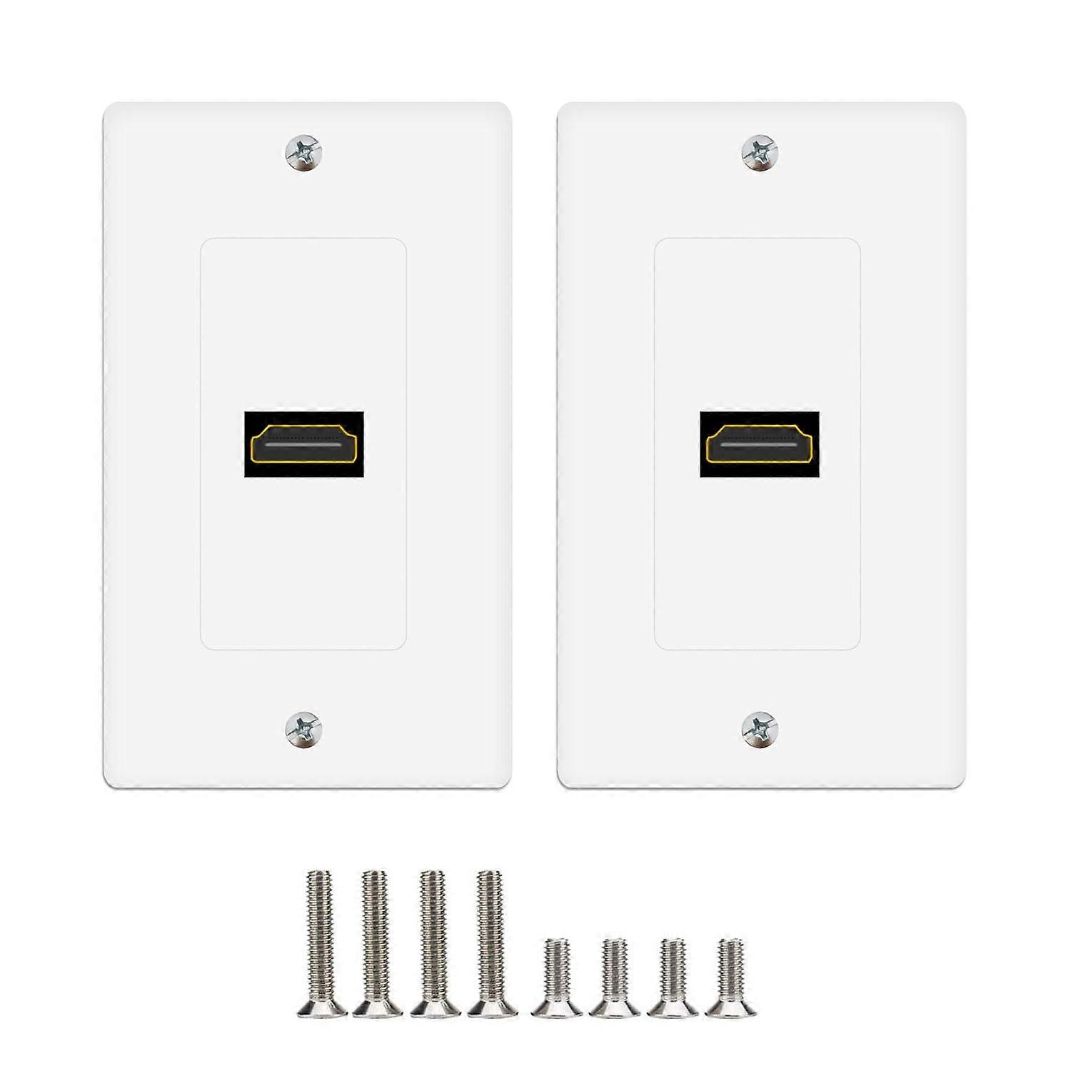 HDMI Wall Plate 1 Port 4K UHD Support, ARC and 3D, Easy Install, 2 Pack