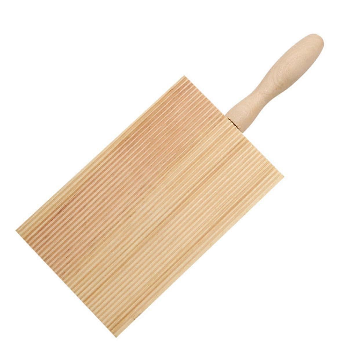 Pasta Making Board with Ergonomic Grip Handle, Solid Wood Rolling Surface for Home Kitchen Baking