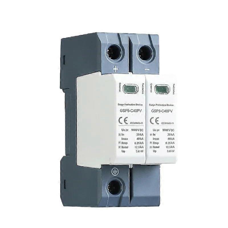 DC Surge Protector 2P 600V Solar PV Lightning Arrester Dual Pole SPD for Panel Installation