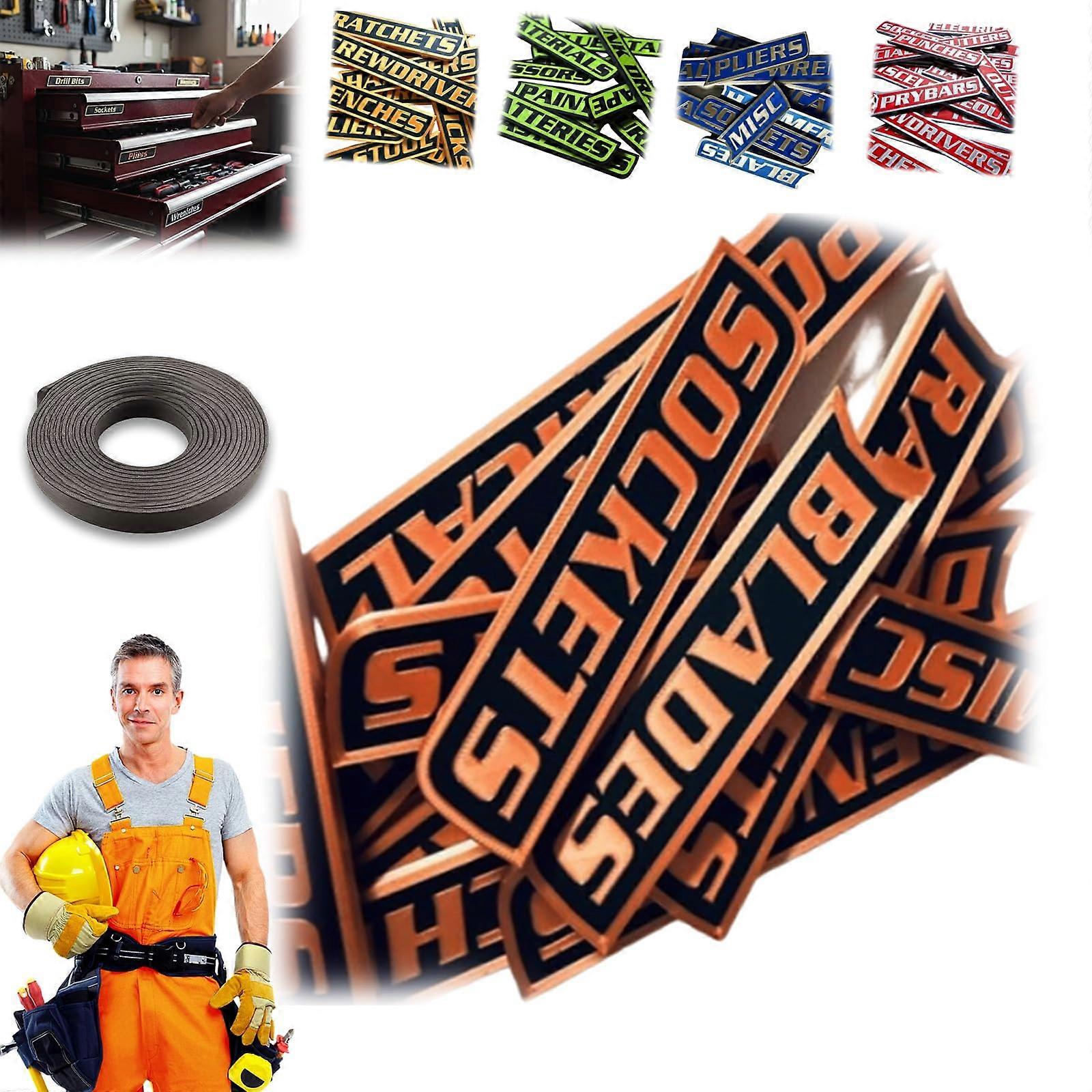 Magnetic Toolbox Labels 12PCS Orange 3D Printed for Tool Box Drawer Organization and Fast Retrieval