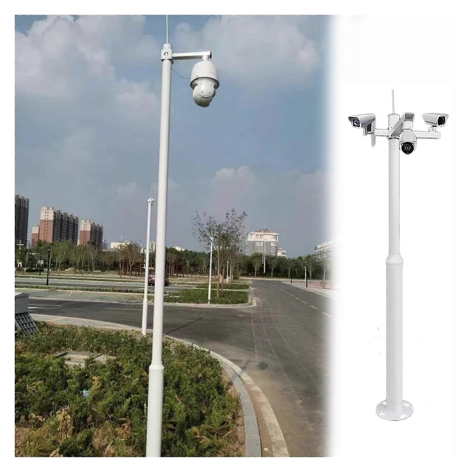 Galvanized Steel Security Camera Pole 19.6ft with Lightning Rod and Mounting Brackets for Outdoor