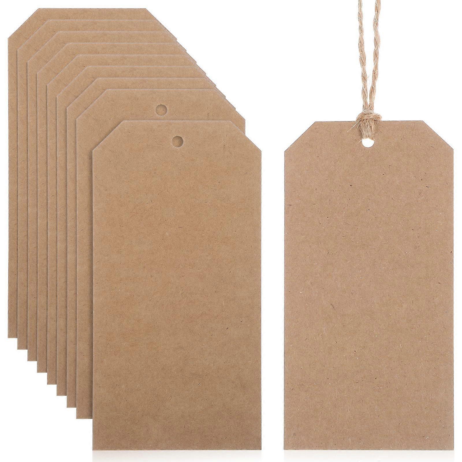 200 Kraft Paper  Tags with String, Blank TearResistant Labels for Clothing and Packaging