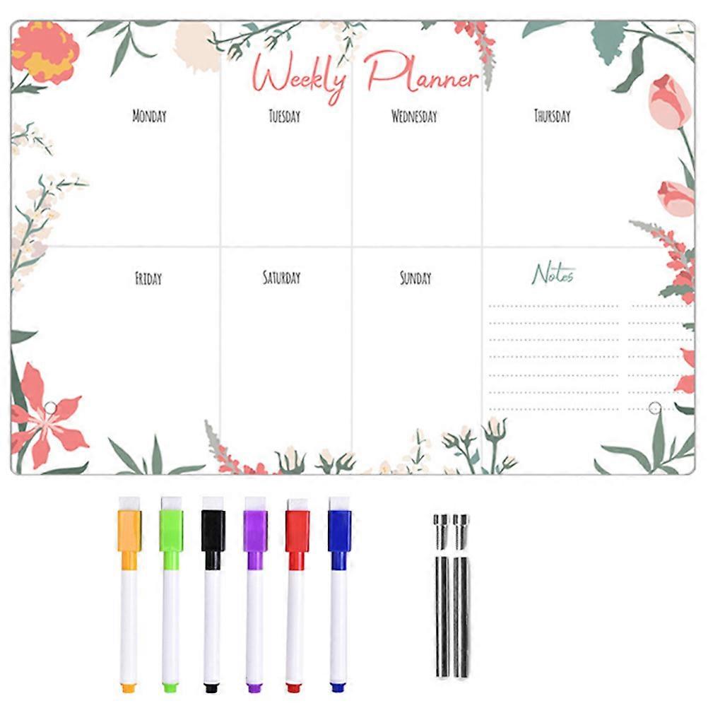 Note Board Transparent Flower Edge for Office Use Acrylic Material Weekly Planning Function 1 Set