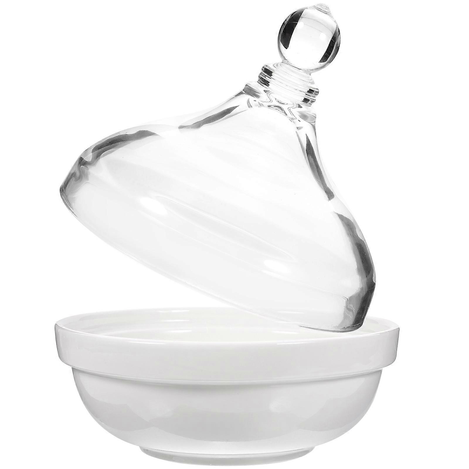 Lidded Baking Bowl Ceramic Dessert Bowl for Storage Use Transparent Design