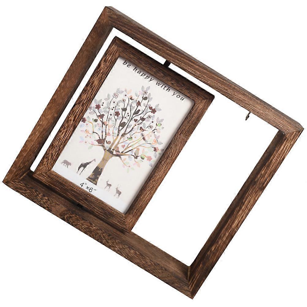 Rectangular Rotating Picture Frame For Photo Storage In Rustic Style 1Pack
