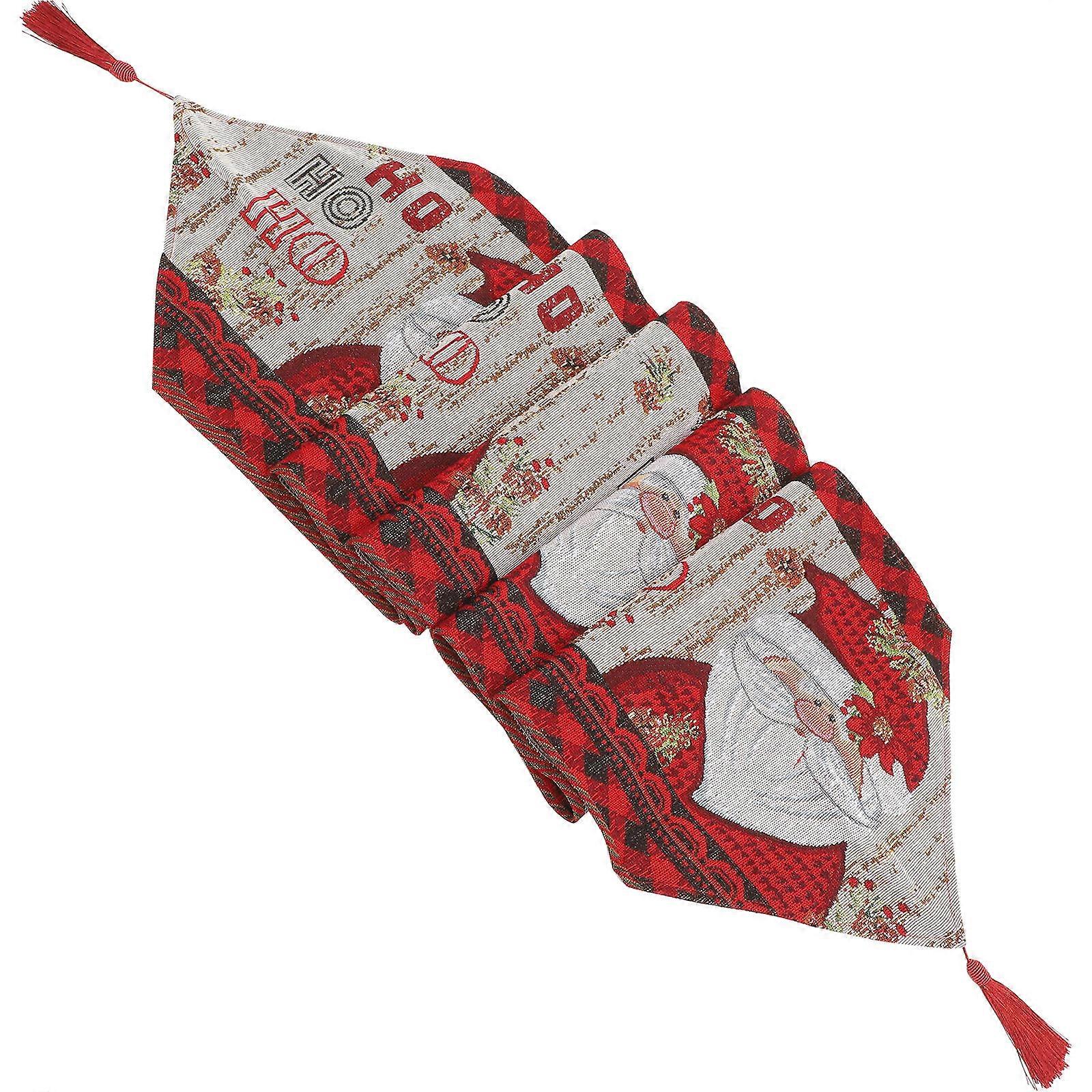 Christmas Table Runner Farmhouse Tablecloth for Table Use with Santa Design