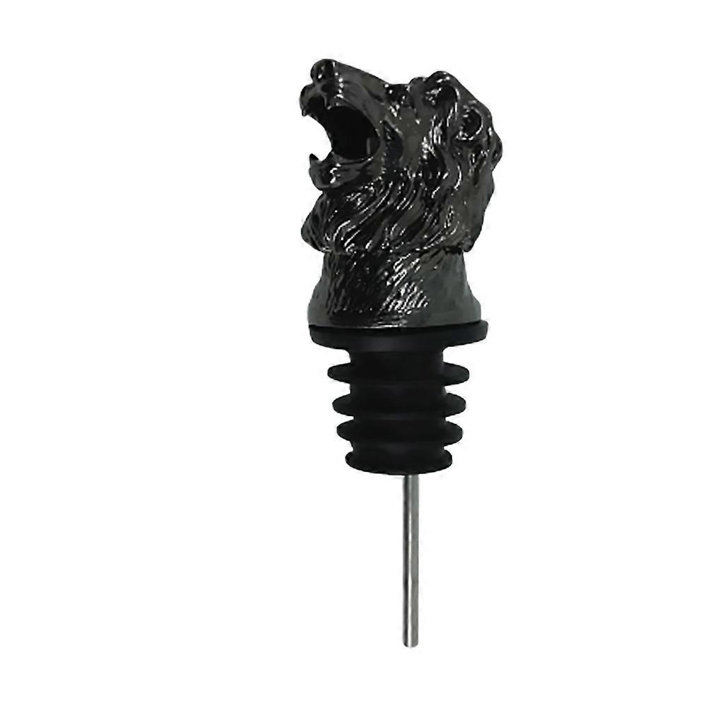Creative Lion Head Shape Pourer for Use Black Alloy