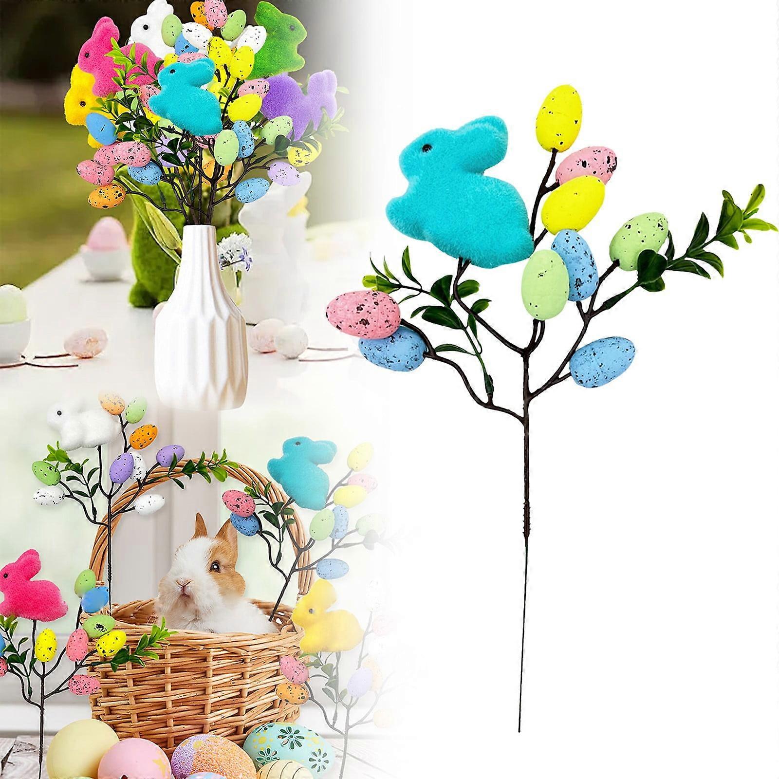 Easter Banner Hanging Decor Easter Egg Branches Bunny For Spring Decorations Artificial Easter Stems Twig Branches For Easter Table Centerpieces