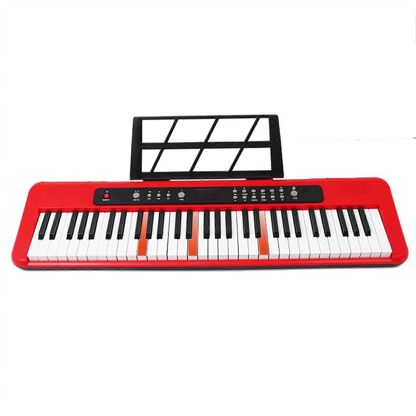 Professional Electronic Keyboard 61 Key with Lighted Keys Microphone and Teaching Modes Red