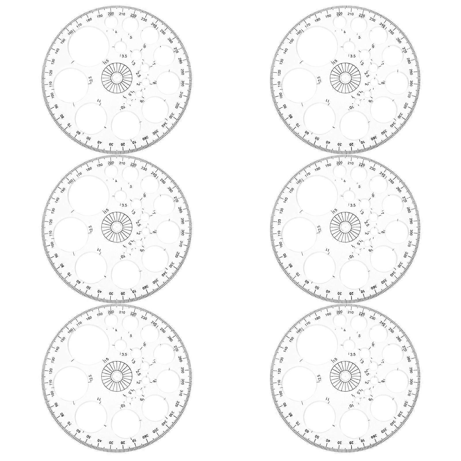 Clear Protractor 360 Degree Protractor for Measuring Use 6Pcs Ps Plastic