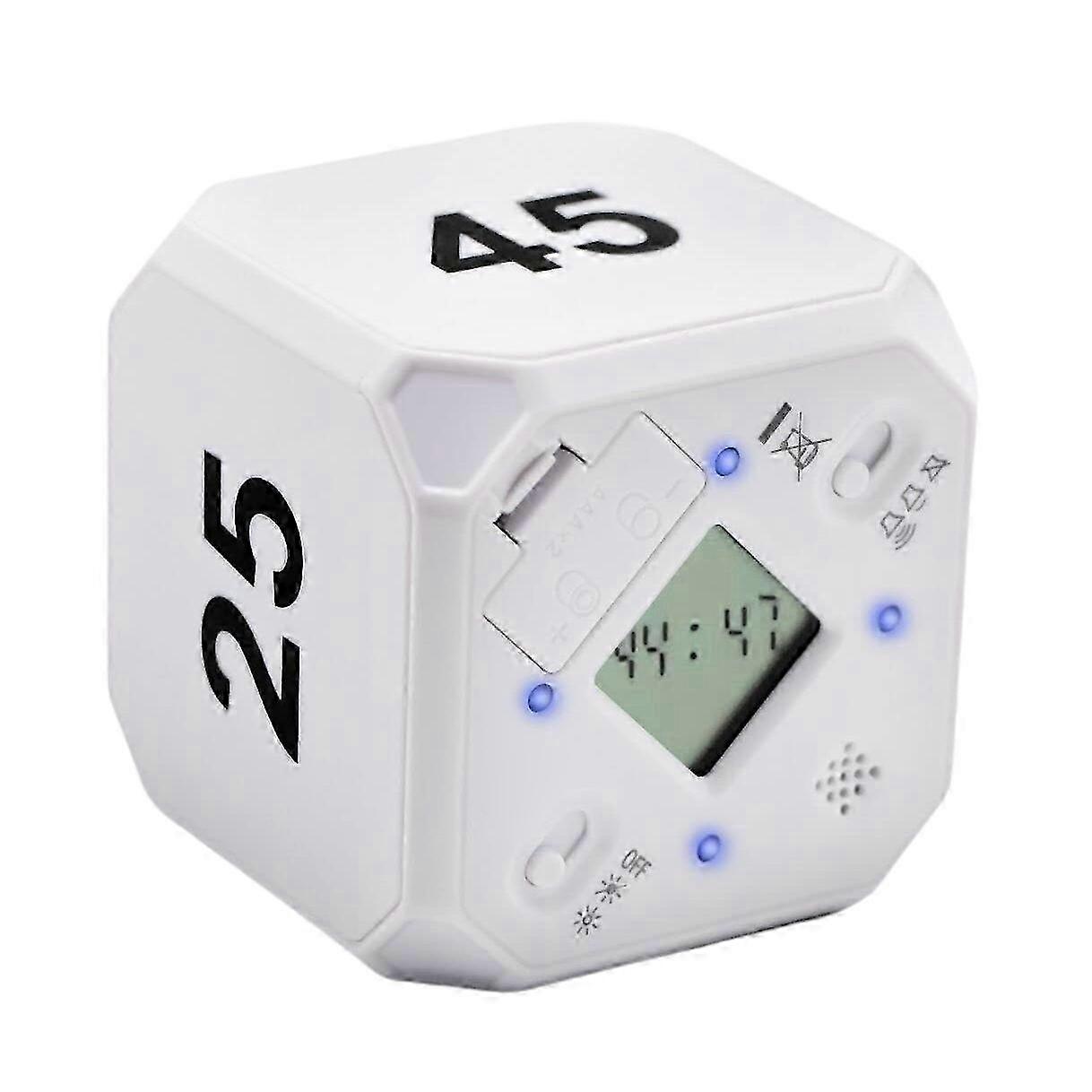 Cube-Timer Kitchen Timer Gravity Sensor Flip Meditation Timer compatible with Time Management and Countdown 5-15-25-45 Min(White)