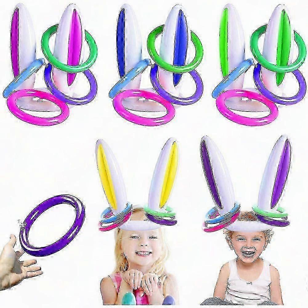 3 Pack Easter Inflatable Bunny Ring Toss Game for Easter Rabbit Ears Ring Toss