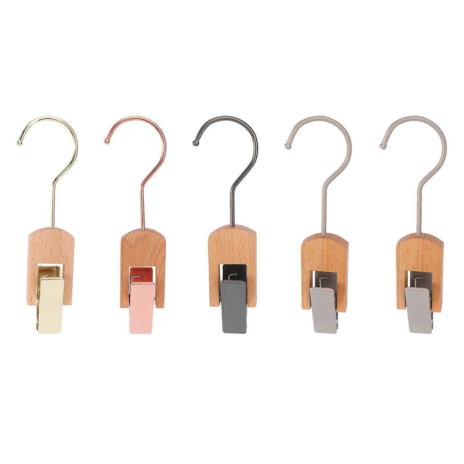 Multi-Function Hook Clothespins for Clamping Clothes 5Pcs Wooden Clips Assorted