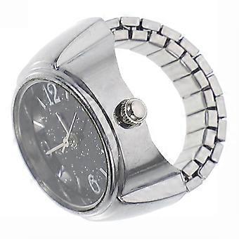 Quartz Finger Watch Casual Ring Watch for Decoration Black Zinc Alloy