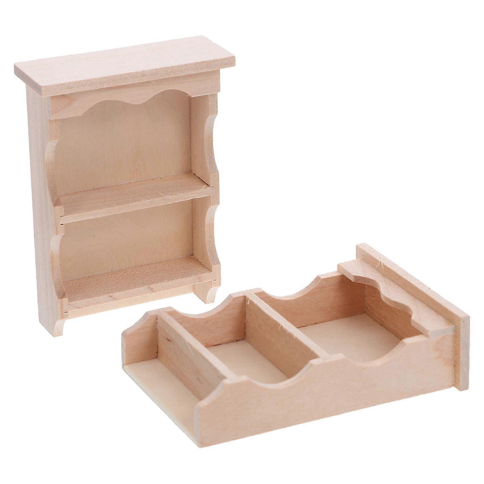 Vintage Mini Dollhouse Wall Cabinet for Rustic Storage 2Pcs