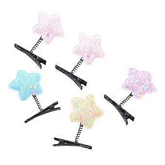 5Pcs Star Decor Hair Pins, Spring Design, Anti-slip, Rust-resistant, Kids Hair Clips for Holiday Party, 4cm