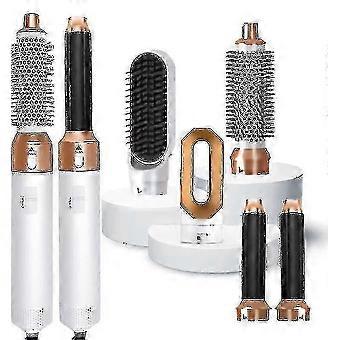 5 in 1 Hair Styler, heteluchtborstel Haardroger, stijltangen Wrapper (wit goud)