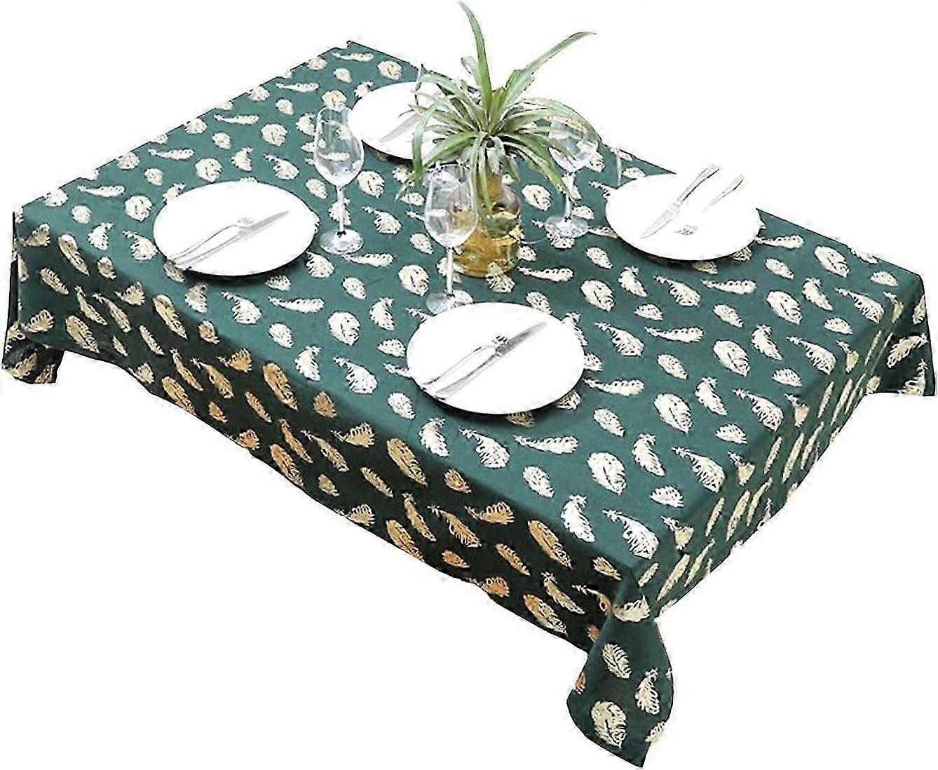 Christmas Tablecloth, Polyester-Cotton Blend, Waterproof and Stain Resistant, 135x175cm, for Holiday Dinner, Party and Home Decor