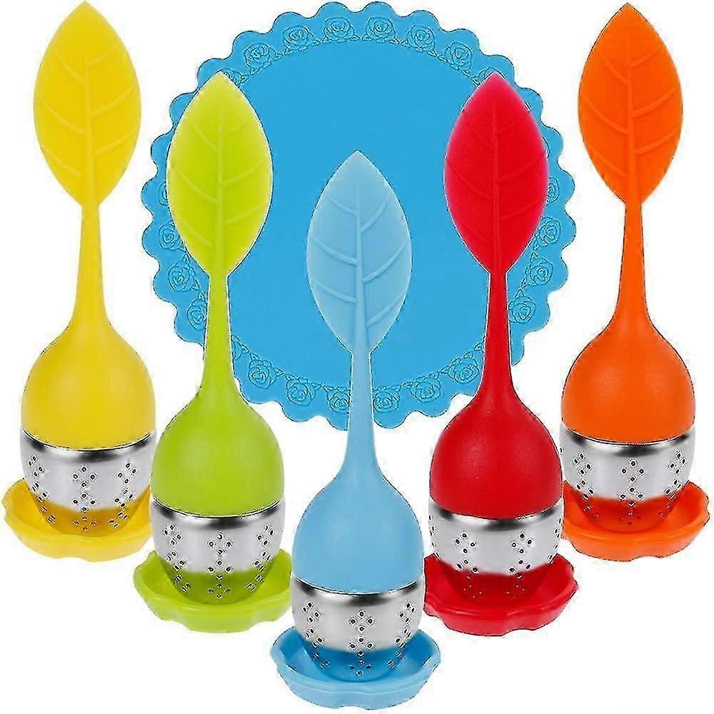 5pcs Tea Infuser Set Silicone Diffuser Tea Infuser Stainless Steel Tea Strainer Tea Diffuser With Saucer