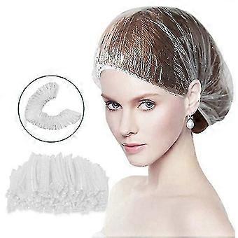 100pcs Clear Disposable Plastic Shower Bath Caps For Spa Hair Salon
