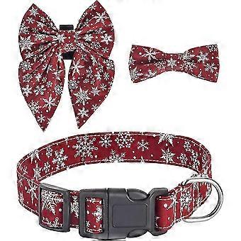 Coleira para cachorrinhas com gravata borboleta e flor, para cães de porte grande, médio e pequeno.