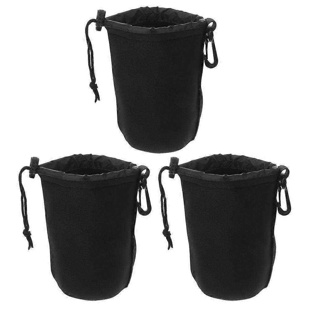 3pcs Camera Lens Case Camera Lens Storage Bag Drawstring Lens Case Lens Protector