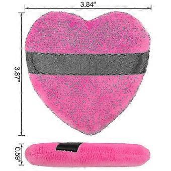 4 Pieces Of Makeup Mixed Powder Puff, Heart-shaped With Shoulder Strap