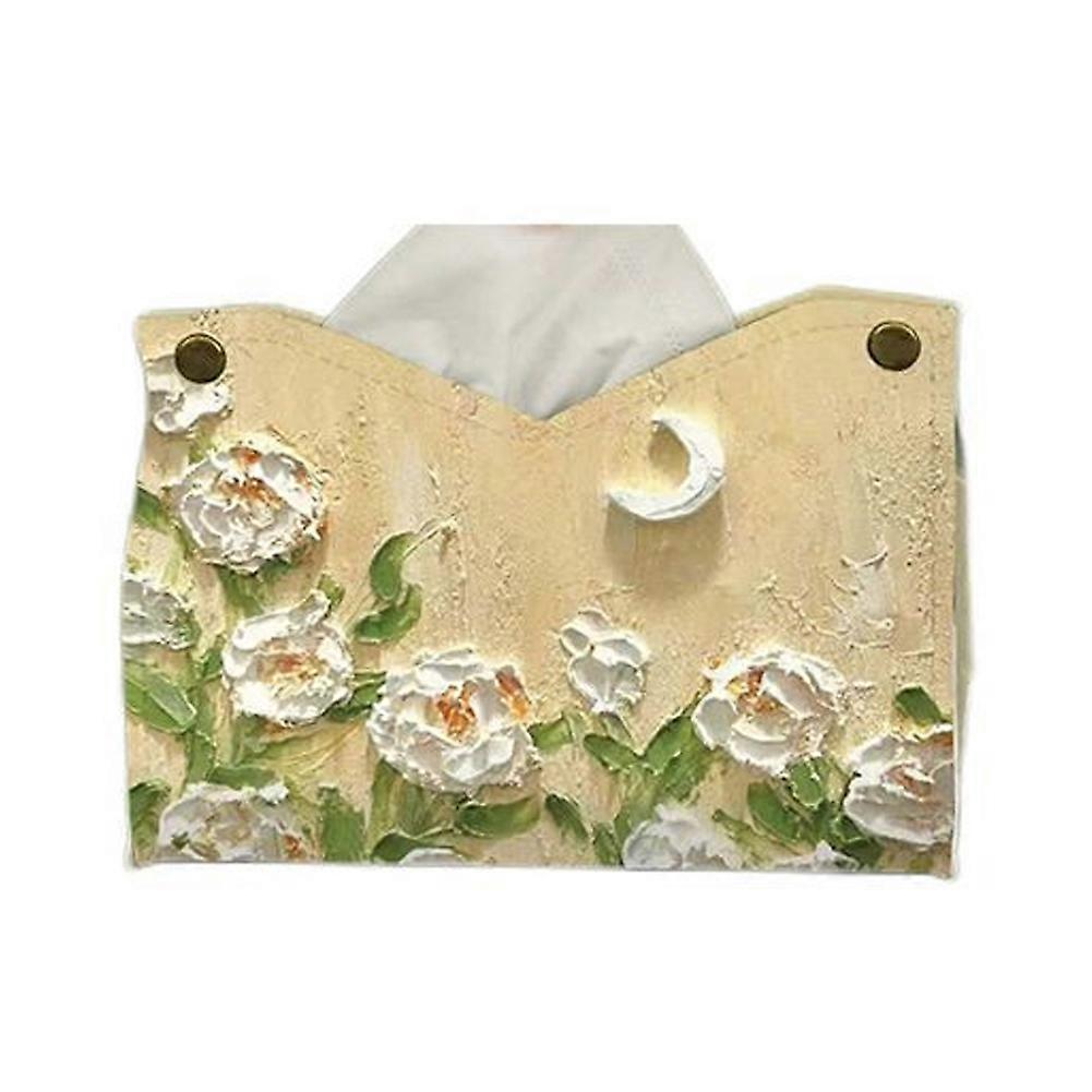 PU Leather Foldable Rectangular Storage Ornament Printed Pastoral Pattern Large Inner Space Multi Scene Decor Supply