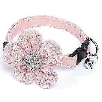 Cat Collar With Bell Pendant Small Dogs Bow Tie (daisy/pink) 777.