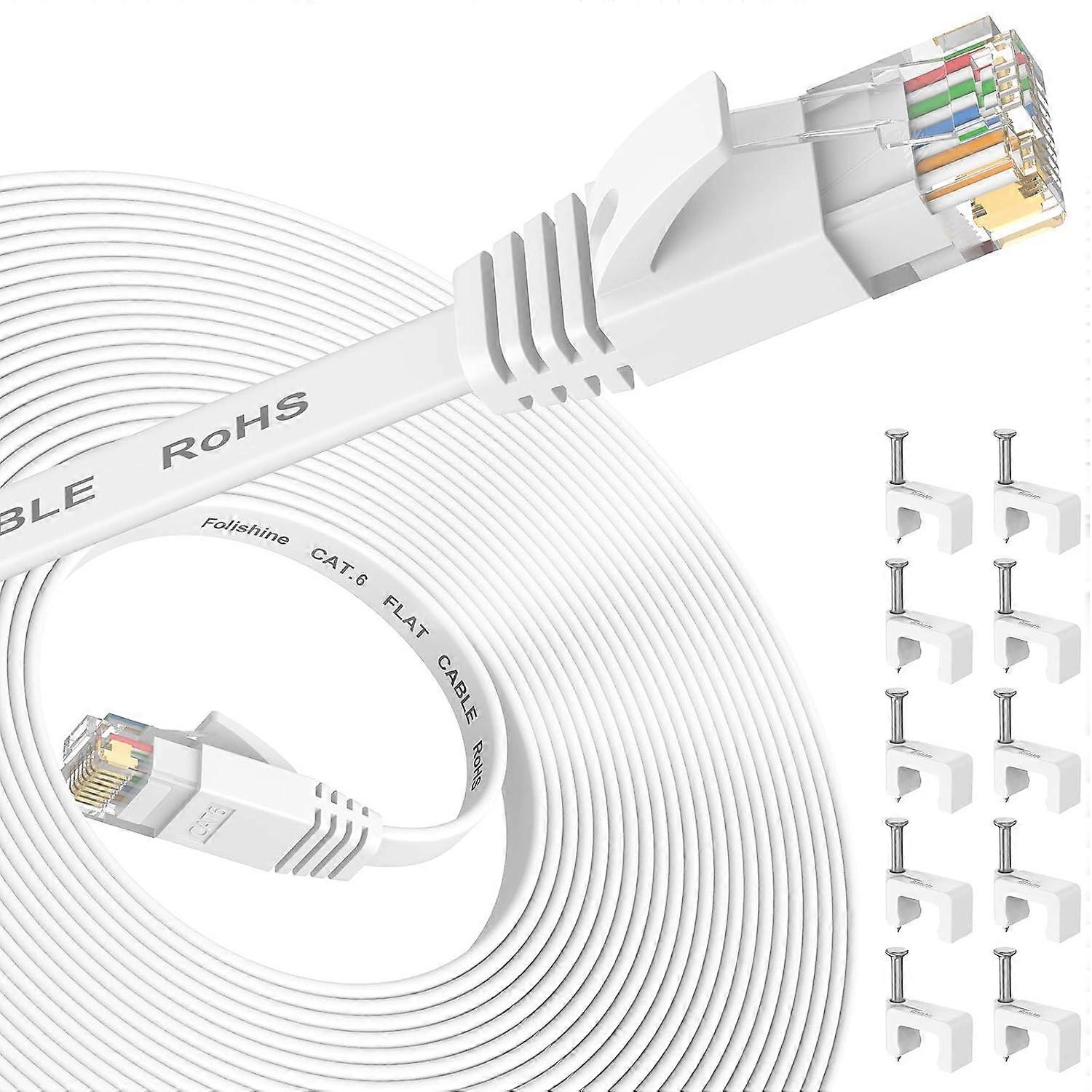 Ethernet Cable 25 ft, Cat 6e/Cat6 High Speed Flat Internet Network Cable