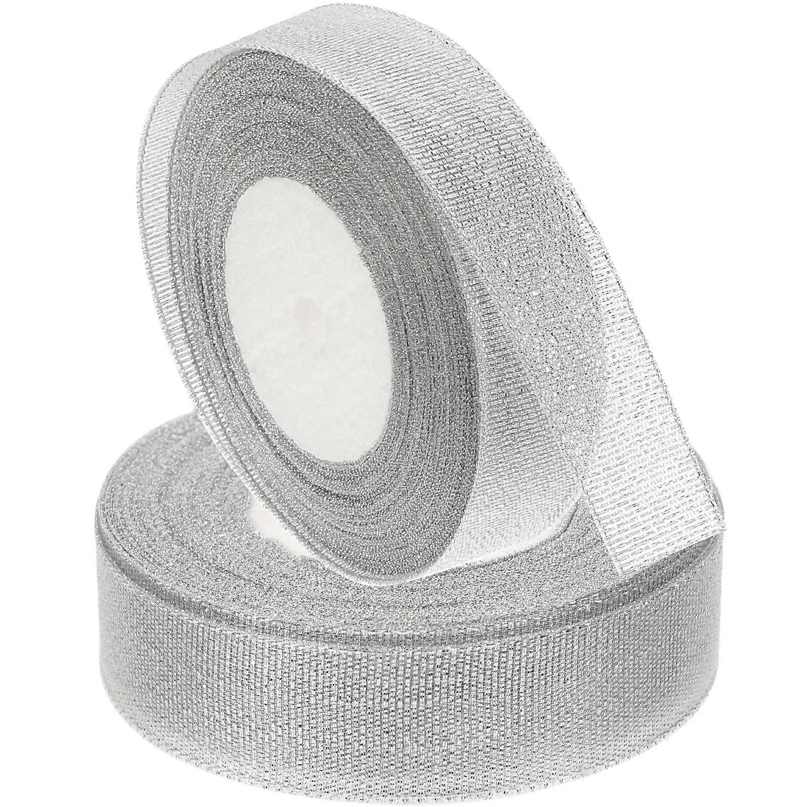 Multi-Function Festival Package Ribbon Silver Convenient Gift Ribbon 2 Rolls