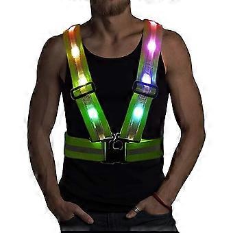 Reflektierende LED-Sicherheitsweste mit Aufbewahrungstasche – USB-Ladefunktion, elastisch und verstellbar, reflektierende Laufbekleidung für Outdoor-Sportarten, Spaziergänge mit dem Hund, Radfahren und Motorradfahren