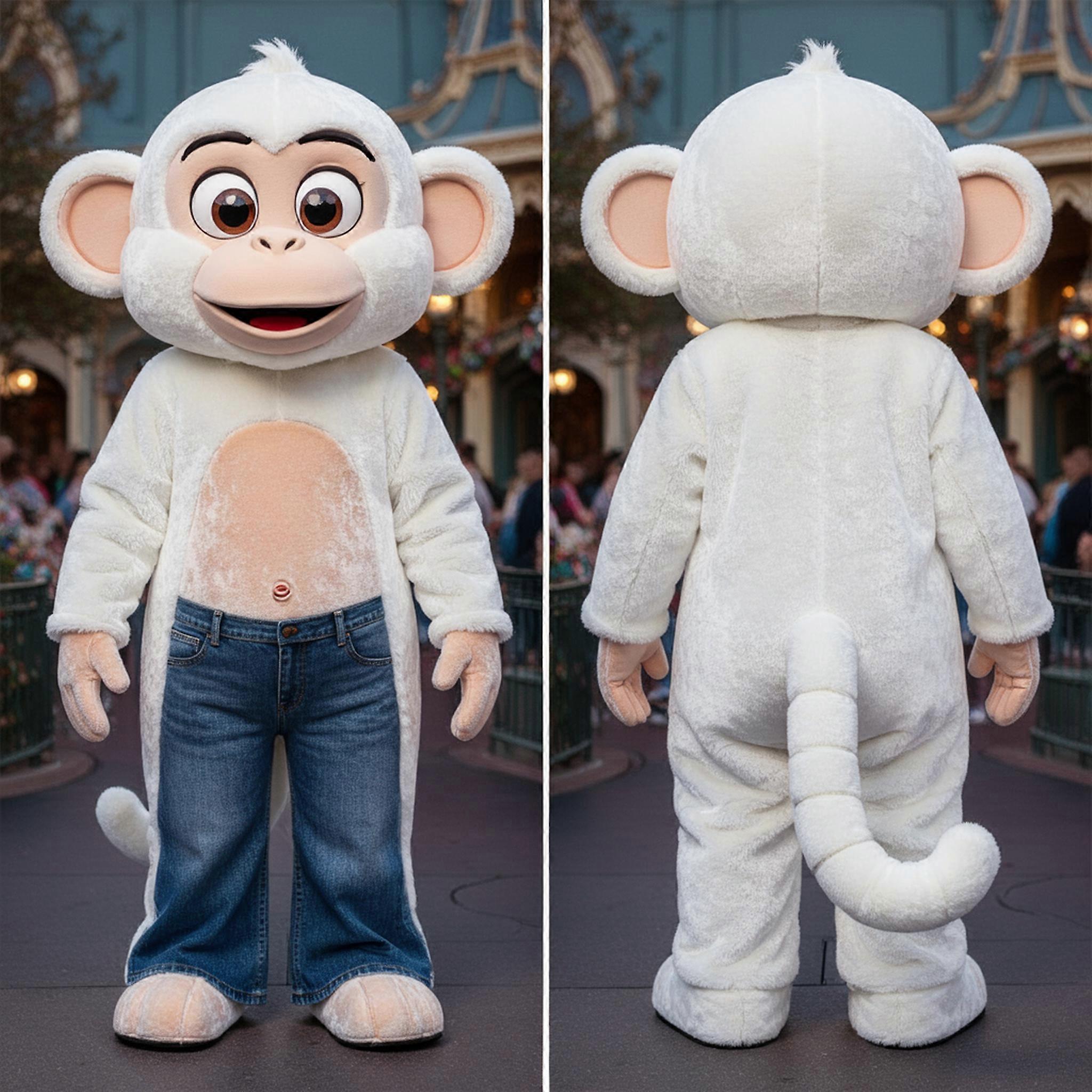 MASTICOT Luxurious White Playful Monkey Mascot
