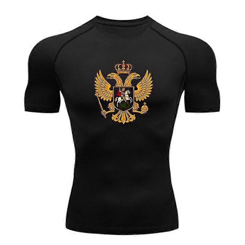 Men's Double-Headed Eagle Printed Compression Workout T-Shir