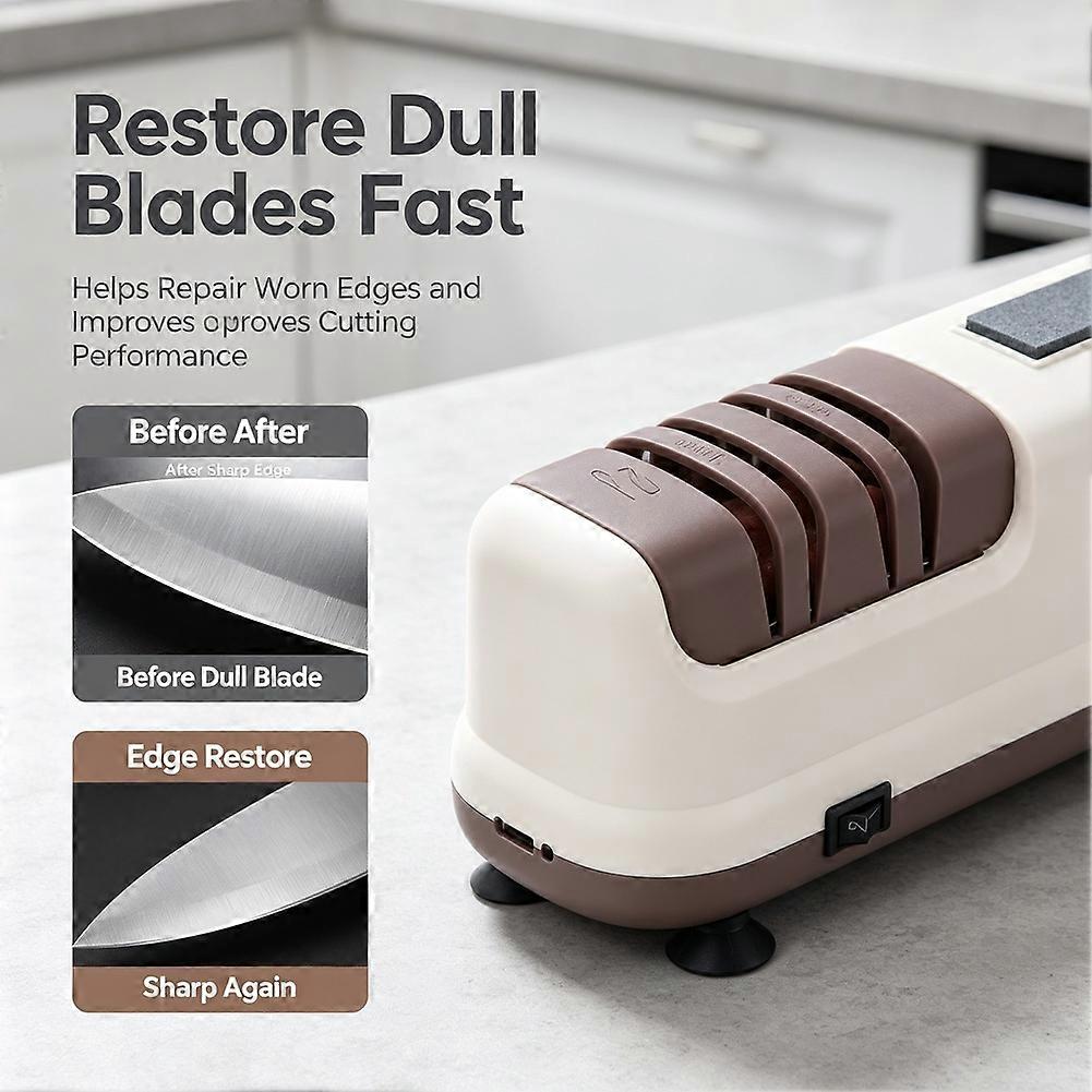 Electric Knife Sharpener Multifunction Automatic Sharpening Stone for Kitchen Knives Scissors Home Tool,Gentle on Hand