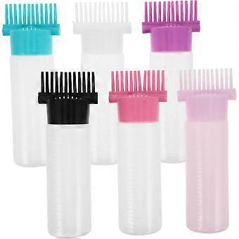 6pcs Hair Dyeing Comb Applicator Bottles with Cap for Even Distribution of Hair Dye Plastic Multifunctional Applicator Bottles for Home Use